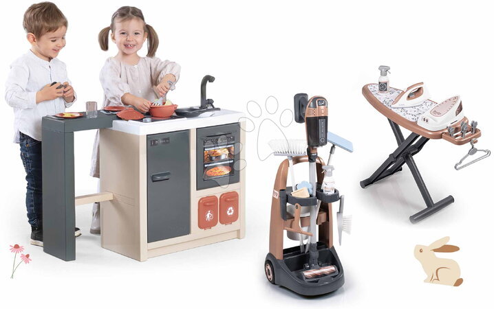 Smoby - Ensemble îlot de cuisine avec chariot de nettoyage Kitchen Island 360° Smoby