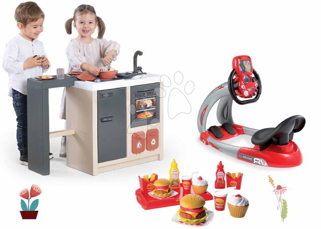 Smoby - Un ensemble cuisine ilot avec hamburgers Kitchen Island 360° Smoby