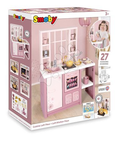 Elektronische Spielküchen - Elektronische Küche mit magischen Nudeln Loft Fleur Pink 360° Smoby - 6