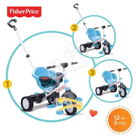 Rowerki trójkołowe od 10 miesiąca - Rowerek trójkołowy Fisher-Price Charm Touch Steering smarTrike - 1