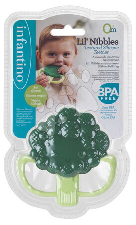 Hrkálky a hryzátka - Silikónové hryzátko Brokolica Lil' Nibbles Textured Silicone Teether™ Broccoli Infantino - 2