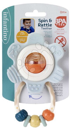 Od 0 do 3 mesiacov - Hrkálka s hryzátkom Kvietok Spin & Rattle Teether Muted Color Infantino_1