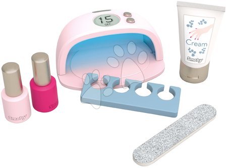 Toaletka dla dzieci - Manicure z elektroniczną lampą UV My Beauty Nail Set Smoby z pilnikiem kremem i dwoma lakierami żelowymi do paznokci 11*9*6 cm SM320149