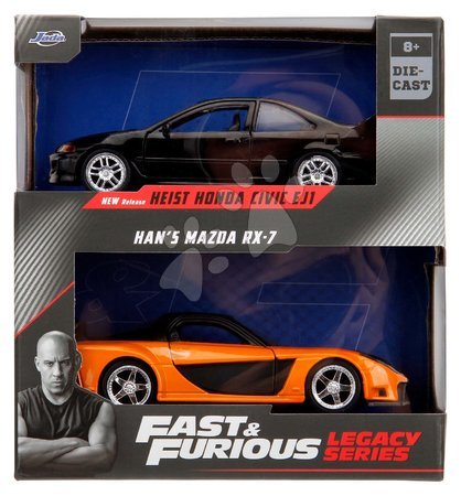 Modele - Autka Honda Civic Coupe a Han´s Mazda RX-7 Fast & Furious Twin Pack Jada - 6