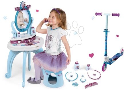 Frozen Ledové Království - Set kosmetický stolek Frozen Smoby se židlí a dvoukolová koloběžka Frozen