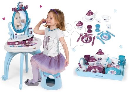 Frozen Ledové Království - Set kosmetický stolek Frozen Smoby se židlí a čajová souprava s tácem Frozen