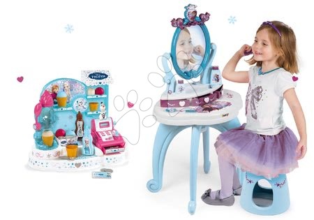 Frozen Ľadové Kráľovstvo - Set kozmetický stolík Frozen Smoby so stoličkou a zmrzlináreň Frozen