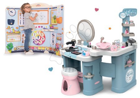 Nejoblíbenější sety - Set kosmetický stolek elektronický My Beauty Center 3in1 Smoby se školou pro předškoláky – hra na učitele a žáka