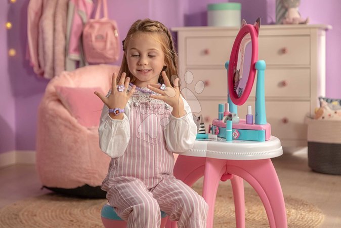 Schminktisch für Kinder - Kosmetiktisch mit drehbarem Spiegel und Stuhl Gabby Dressing Table 2in1 Smoby - 5