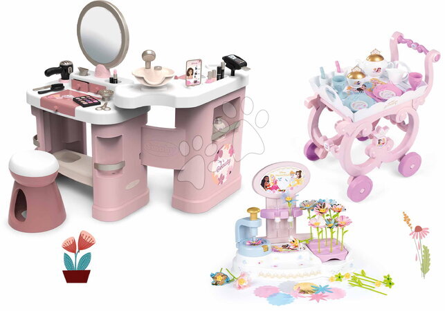 Seturi măsuțe cosmetice  - Set măsuța cosmetică cu cărucior de servit My Beauty Center 3in1 Smoby