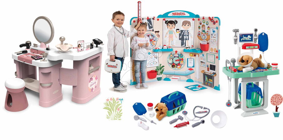 Seturi măsuțe cosmetice  - Set măsuța cosmetică și cabinet medical My Beauty Center 3în1 Smoby