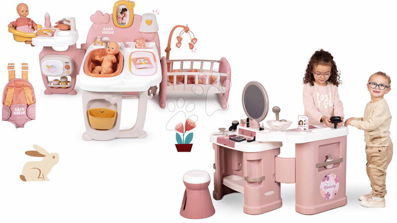 Seturi măsuțe cosmetice  - Set măsuța cosmetică și căsuță pentru păpușă cu trei părți My Beauty Center 3in1 Smoby