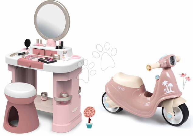 Kosmetické stolky sety | Strana 2 - Set kosmetický stolek a odrážedlo ve tvaru motorky My Beauty Dressing Table Smoby