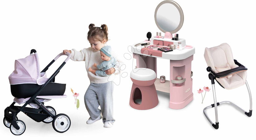 Seturi măsuțe cosmetice  - Set masă de toaletă cu cărucior și scaun de masă My Beauty Dressing Table Smoby