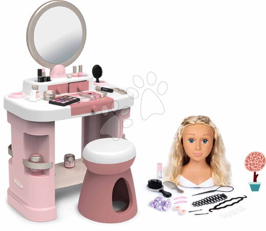 Kosmetické stolky sety | Strana 2 - Set kosmetický stolek s česací hlavou, která má dlouhé vlásky My Beauty Dressing Table Smoby