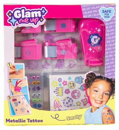 Kosmetický stolek pro děti - Tetovací sada s metalickými fóliemi Glam Metallic Tattoo Smoby - 7
