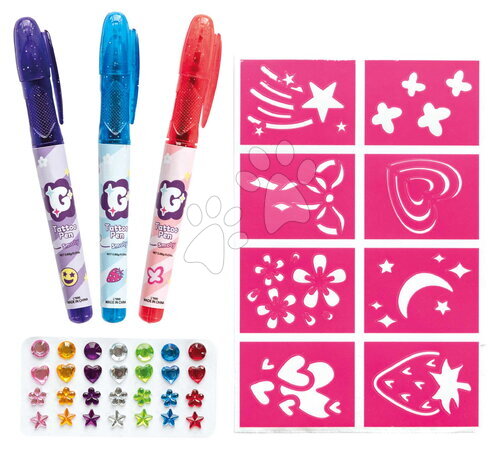 Tegning og maleri - Tetovacia sada s fixkami na telo Glam Tattoo Body Art Smoby