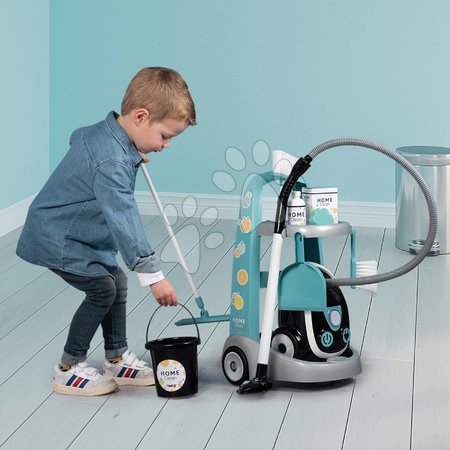 Hry na domácnosť - Upratovací vozík s elektronickým vysávačom Cleaning Trolley Vacuum Cleaner Smoby_1