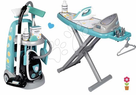 Jucării de rol - Set cărucior de curățenie cu aspirator elecronic Cleaning Trolley Vacuum Cleaner Smoby 