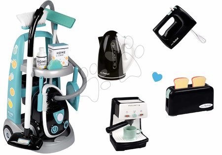 Hry na domácnosť - Set upratovací vozík s elektronickým vysávačom Cleaning Trolley Vacuum Cleaner Smoby 