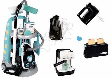 Carros de limpieza sets - Set upratovací vozík s elektronickým vysávačom Cleaning Trolley Vacuum Cleaner Smoby 