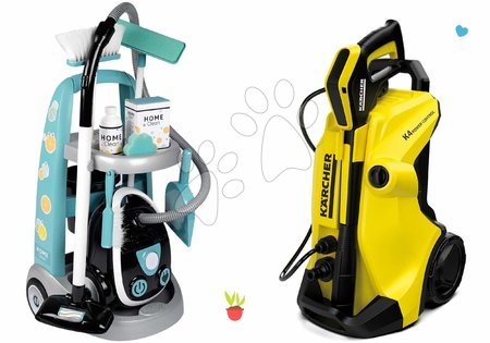 Hry na profesie - Set upratovací vozík s elektronickým vysávačom Cleaning Trolley Vacuum Cleaner Smoby 