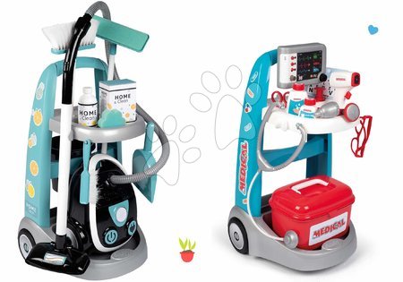 Hry na profesie - Set upratovací vozík s elektronickým vysávačom Cleaning Trolley Vacuum Cleaner Smoby 