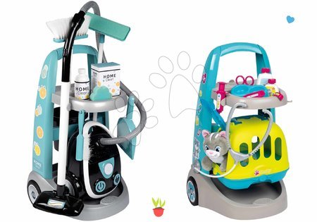 Hry na profesie - Set upratovací vozík s elektronickým vysávačom Cleaning Trolley Vacuum Cleaner Smoby 