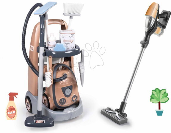 Household toys - Smoby Cleaning Trolley Set with Rowenta Electric Vacuum Cleaner
