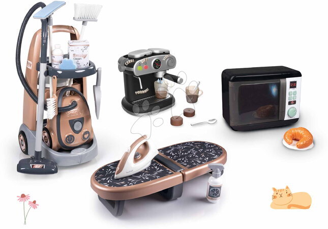 Takarítókocsi szettek - Szett takarítókocsi és elektronikus porszívó mikróval Rowenta Trolley Vacuum Cleaner Smoby