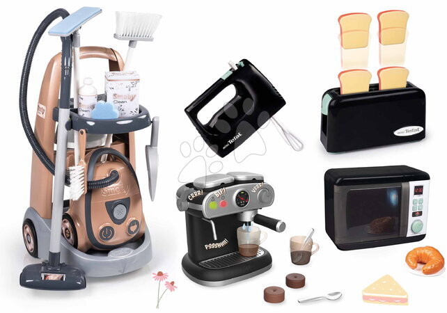 Takarítókocsi szettek - Szett takarítókocsi és porszívó hanggal Rowenta Trolley Vacuum Cleaner Smoby