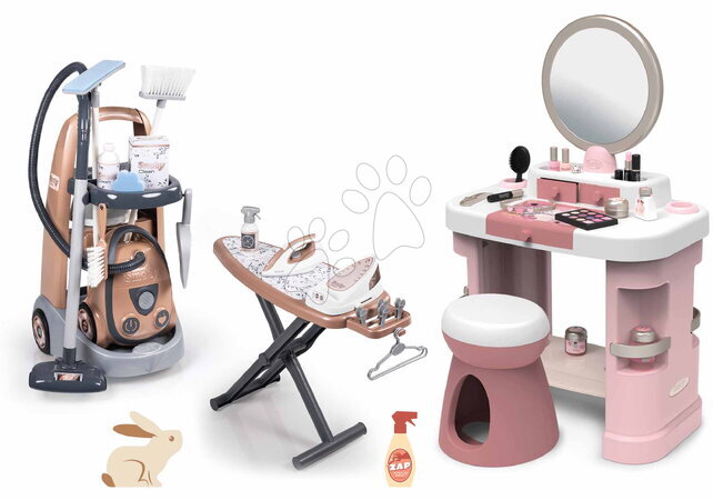 Takarítókocsi szettek - Szett takarítókocsi elektronikus porszívóval és pipere asztal Rowenta Trolley Vacuum Cleaner Smoby