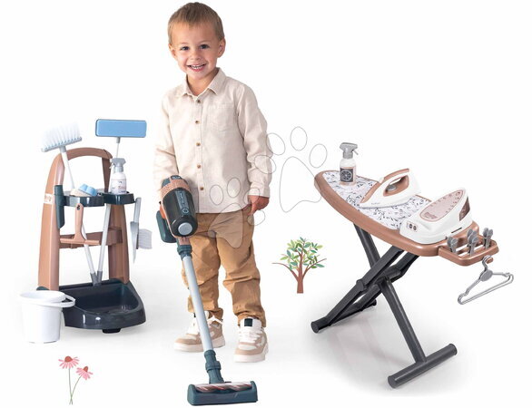 Hry na domácnosť - Set upratovací vozík s tyčovým vysávačom Rowenta Trolley Upright Hoover Smoby