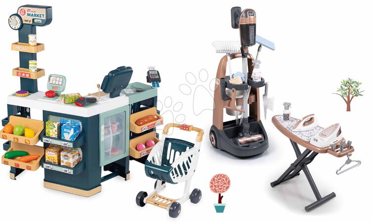 Upratovacie vozíky sety - Set kolica za čišćenje i supermarket Rowenta Trolley Upright Hoover Smoby