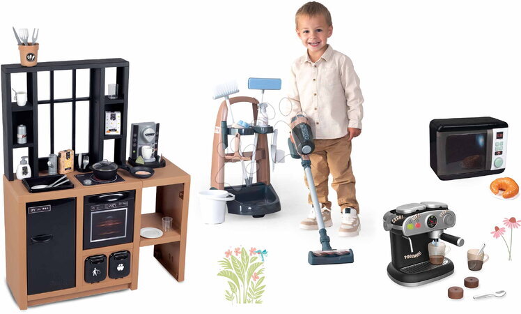 Takarítókocsi szettek - Szett takarítókocsi és modern konyha Rowenta Trolley Upright Hoover Smoby