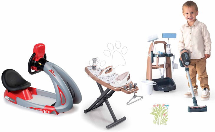 Takarítókocsi szettek - Szett takarítókocsi és vasalódeszka Rowenta Trolley Upright Hoover Smoby