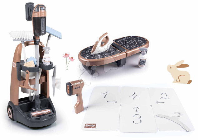 Hry na domácnosť - Set upratovací vozík a ručný naparovač Rowenta Trolley Upright Hoover Smoby