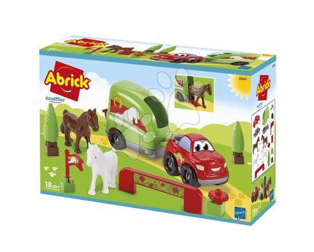 Abrick építőkockák - Építőjáték Terepjáró lószállító utánfutóval Écoiffier - 2
