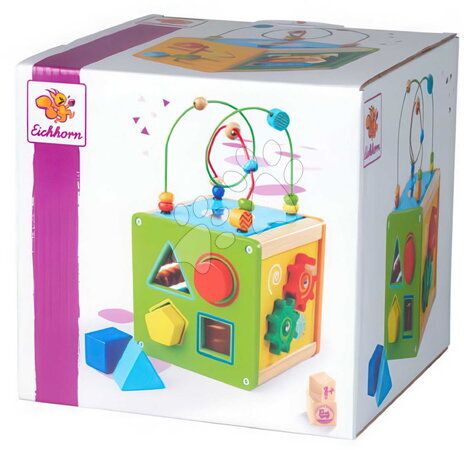 Dřevěné didaktické hračky - Dřevěná didaktická kostka Play and Learning Cube Eichhorn - 2
