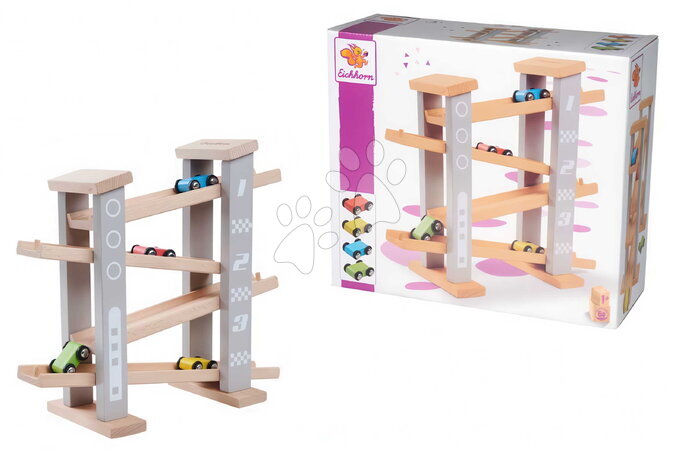 Juguetes educativos de madera - Pista de carreras de madera de 4 plantas Car Racing Track Eichhorn_1