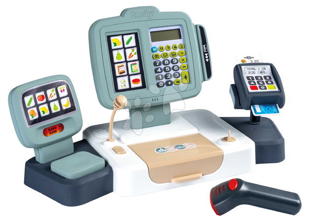 Negozi - Registratore di cassa con calcolatrice e scanner Large Cash Register Smoby