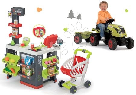 Obchody pro děti sety - Set obchod s vozíkem Supermarket Smoby