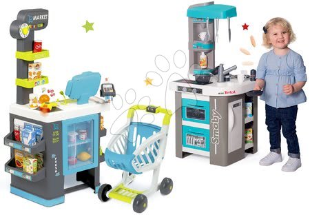 Obchody pre deti sety - Set obchod s chladiacim boxom Fresh City Market Smoby s elektronickou pokladňou
