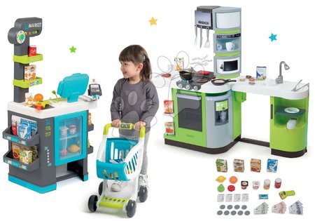 Obchody pre deti sety - Set obchod s chladiacim boxom Fresh City Market Smoby s elektronickou pokladňou