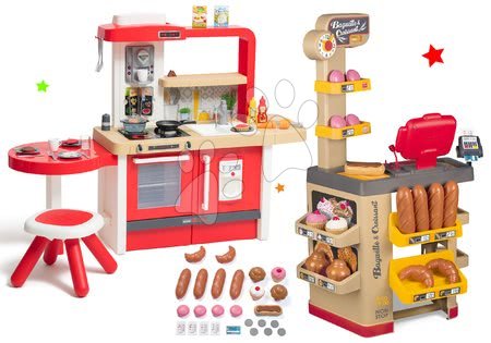 Kinderladen-Sets - Set Bäckerei mit Kuchen Baguette & Croissant Bäckerei Smoby mit elektronischer Registrierkasse