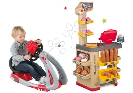 Obchody pro děti sety - Set pekárna s koláči Baguette&Croissant Bakery Smoby s elektronickou pokladnou