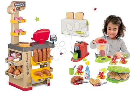 Set patiserie cu produse de panificație Baguette&Croissant Bakery Smoby cu casă de marcat electronică