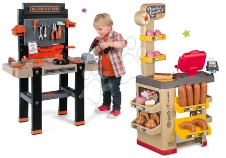 Obchody pro děti sety - Set pekárna s koláči Baguette&Croissant Bakery Smoby s elektronickou pokladňou