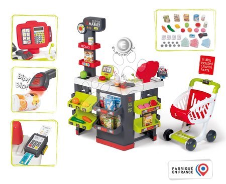 Berufspiele - Shop - elektronisch mit Einkaufswagen Supermarket Smoby_1