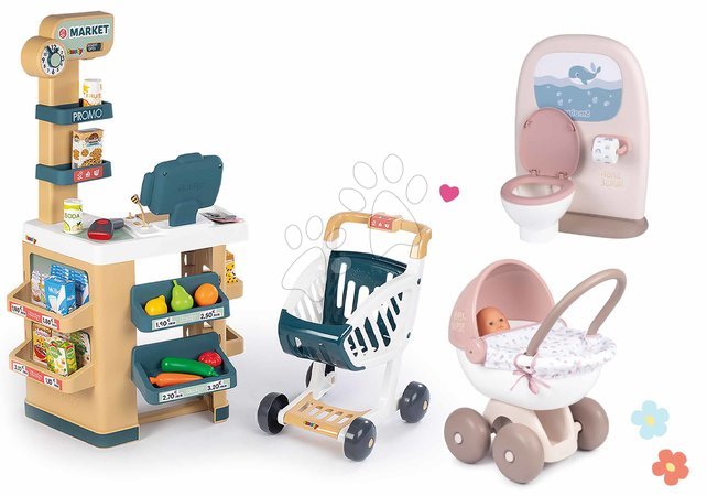 Kinderläden-Sets | Seite 2 - Set Laden und Toilette mit Bad für Puppen Market Smoby